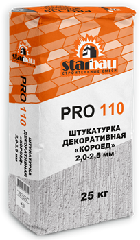 Starbau  PRO 110 Штукатурка декоративная с фактурой «Короед» 2-2,5мм (25кг) 3678 - фото 10014